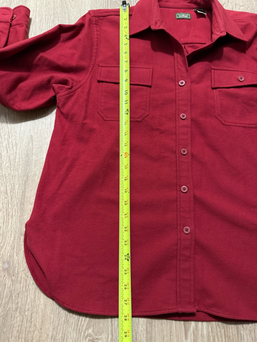 L.L. Bean Womens Pocket Red Long Sleeve Chamois Cloth Size L Y2K - Picture 8 of 8